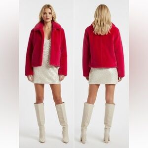 Guess Pink Faux Fur Jacket